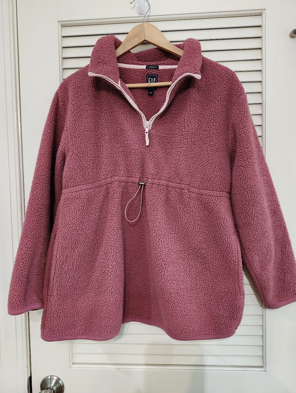 GAP Maternity Dusty Rose Sherpa Half-Zip Pullover